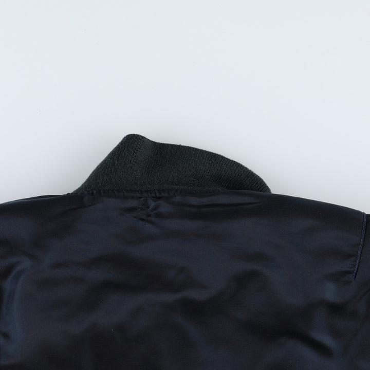 Civilian product SCHOTT MA-1 type padded military flight jacket, men's size L Nylon navy blue type Vintage Second Hand