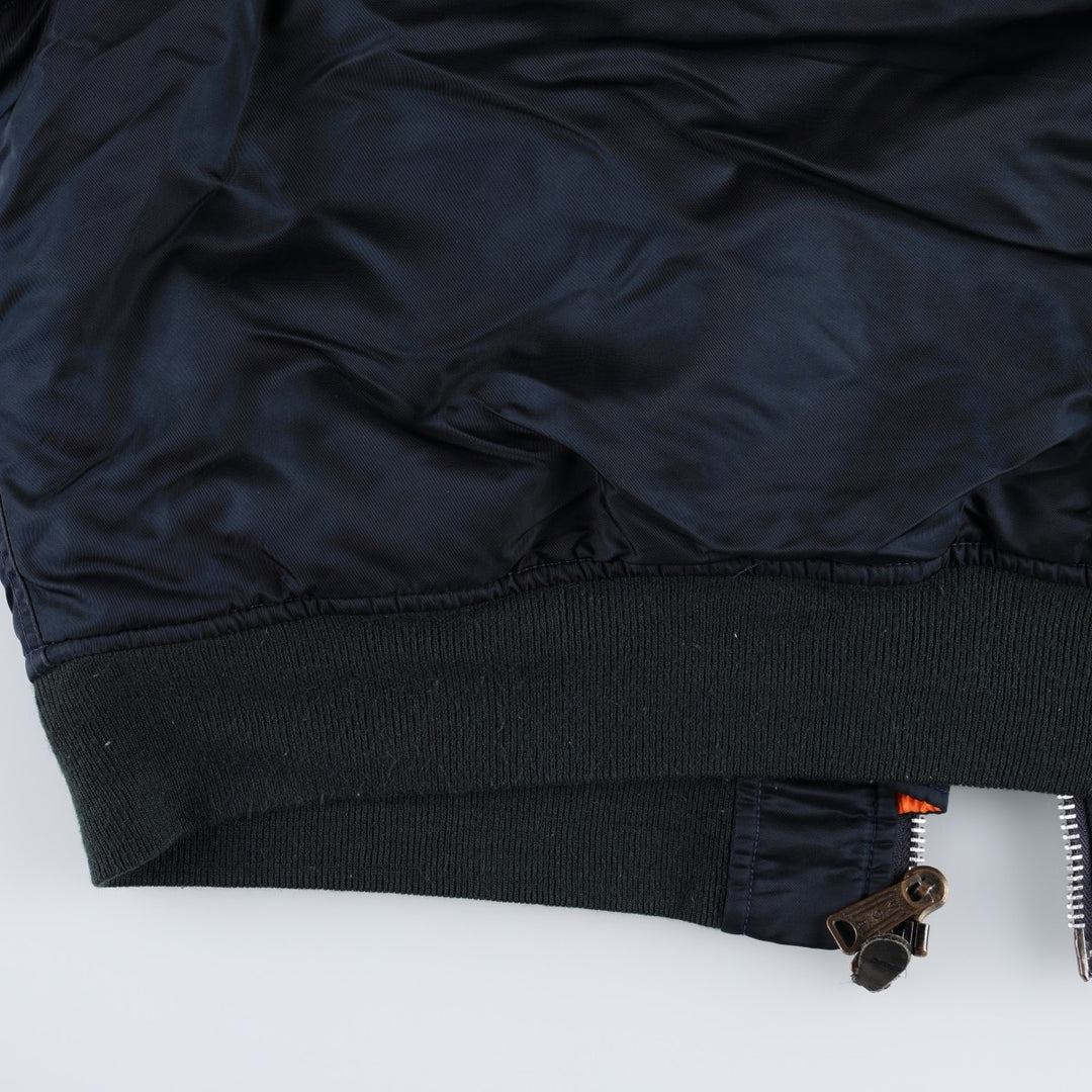Civilian product SCHOTT MA-1 type padded military flight jacket, men's size L Nylon navy blue type Vintage Second Hand