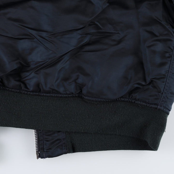 Civilian product SCHOTT MA-1 type padded military flight jacket, men's size L Nylon navy blue type Vintage Second Hand