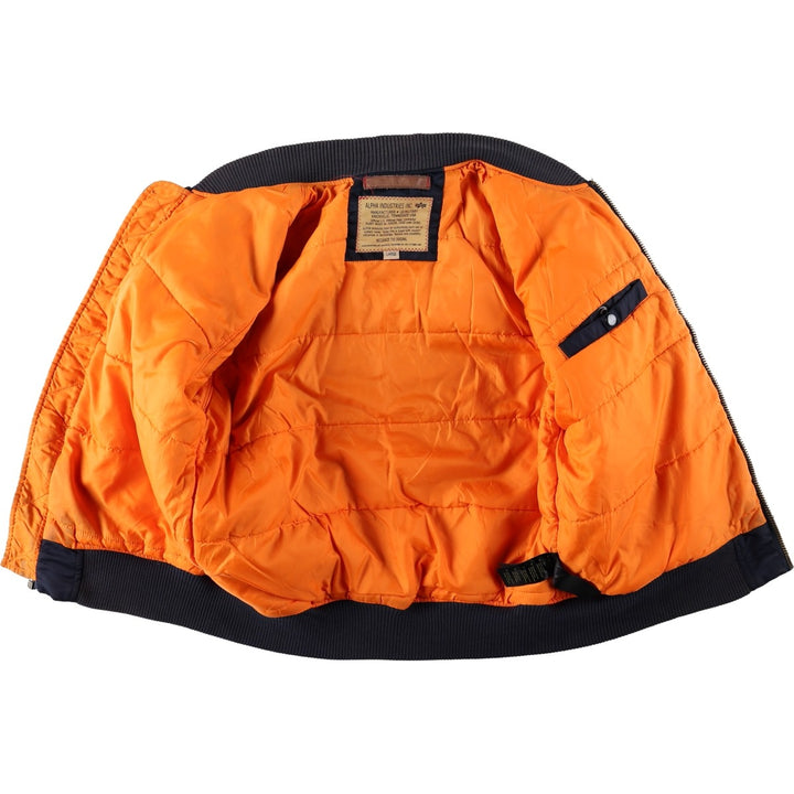 Civilian Alpha Industries MA-1 type NASA insulated military flight jacket, large size (equivalent to men's L). Nylon navy blue type Vintage Second Hand