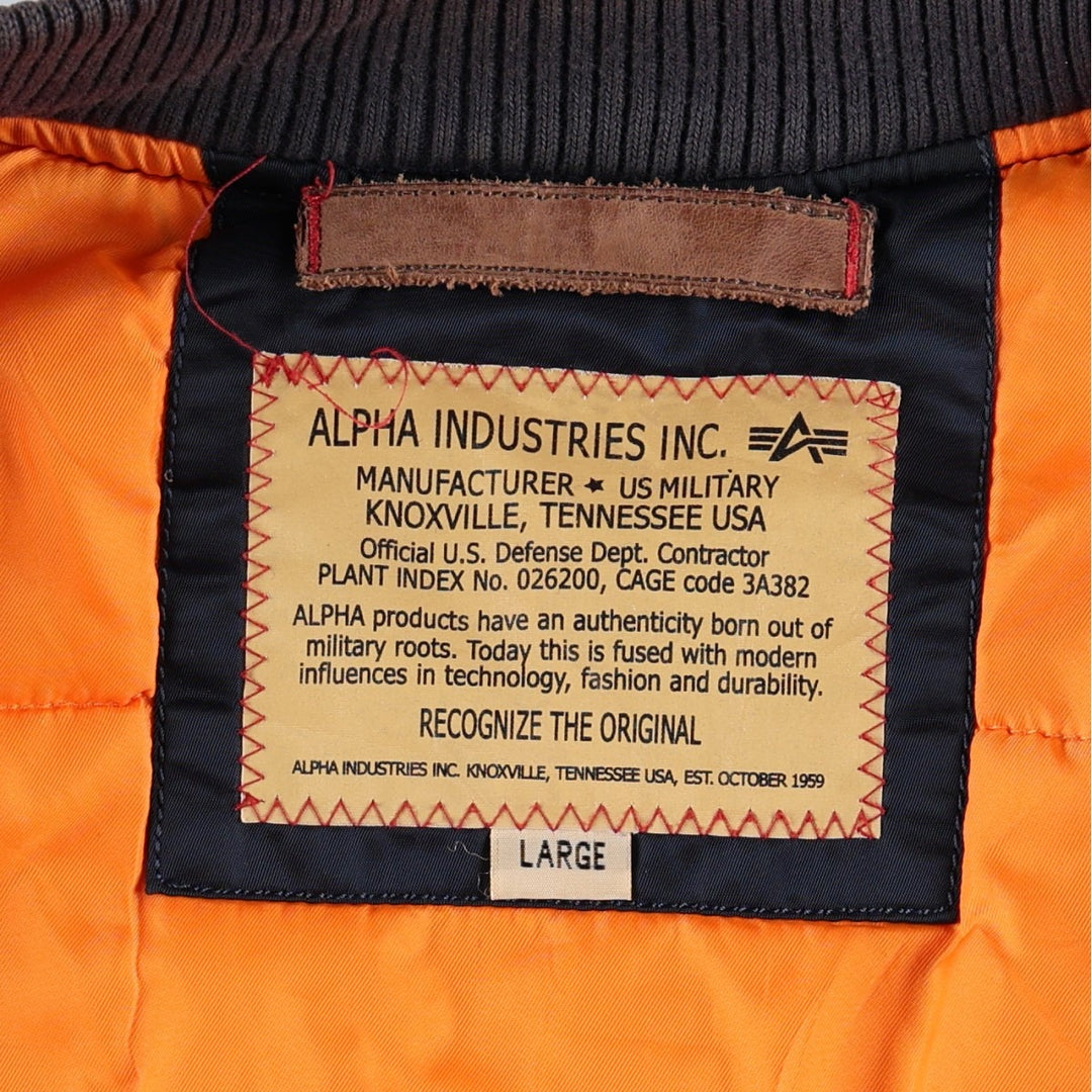 Civilian Alpha Industries MA-1 type NASA insulated military flight jacket, large size (equivalent to men's L). Nylon navy blue type Vintage Second Hand