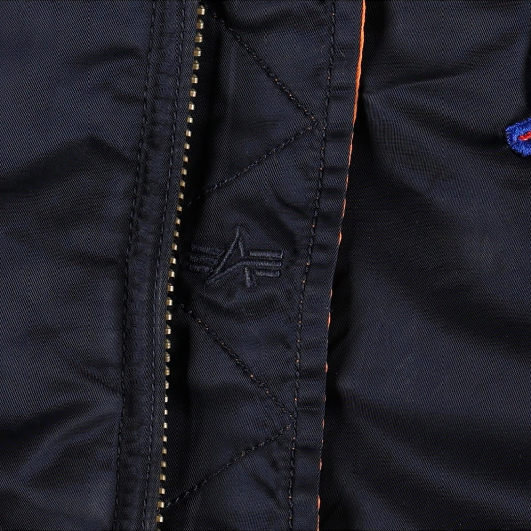 Civilian Alpha Industries MA-1 type NASA insulated military flight jacket, large size (equivalent to men's L). Nylon navy blue type Vintage Second Hand