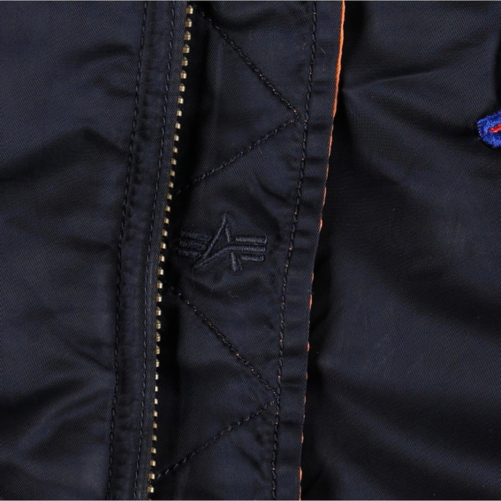 Civilian Alpha Industries MA-1 type NASA insulated military flight jacket, large size (equivalent to men's L). Nylon navy blue type Vintage Second Hand