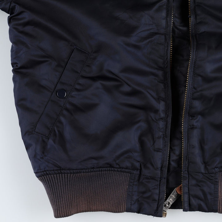 Civilian Alpha Industries MA-1 type NASA insulated military flight jacket, large size (equivalent to men's L). Nylon navy blue type Vintage Second Hand