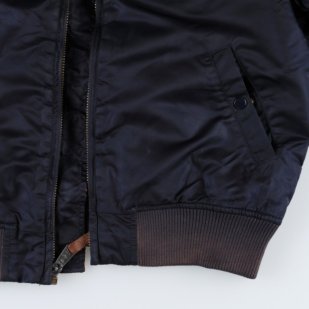 Civilian Alpha Industries MA-1 type NASA insulated military flight jacket, large size (equivalent to men's L). Nylon navy blue type Vintage Second Hand