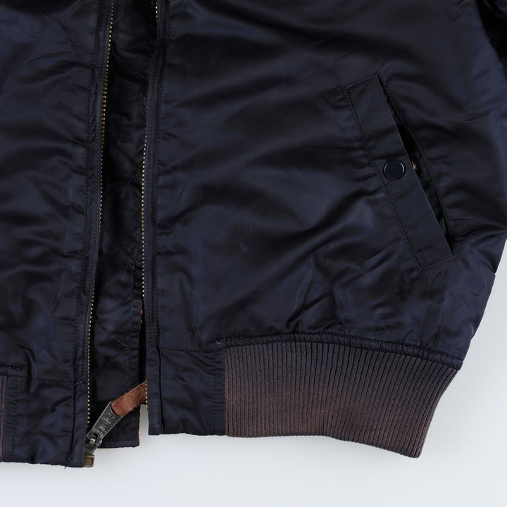 Civilian Alpha Industries MA-1 type NASA insulated military flight jacket, large size (equivalent to men's L). Nylon navy blue type Vintage Second Hand