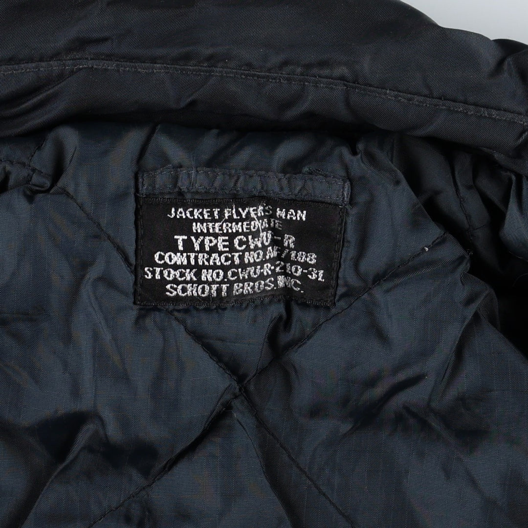 Civilian-made Schott CWU-type padded military flight jacket, men's size XL equivalent. Nylon navy blue type Vintage Second Hand