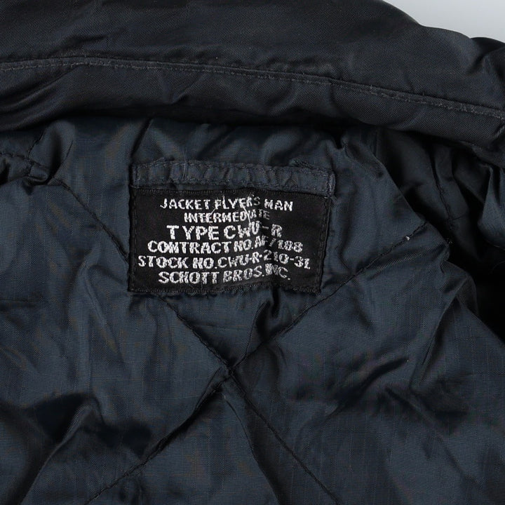 Civilian-made Schott CWU-type padded military flight jacket, men's size XL equivalent. Nylon navy blue type Vintage Second Hand