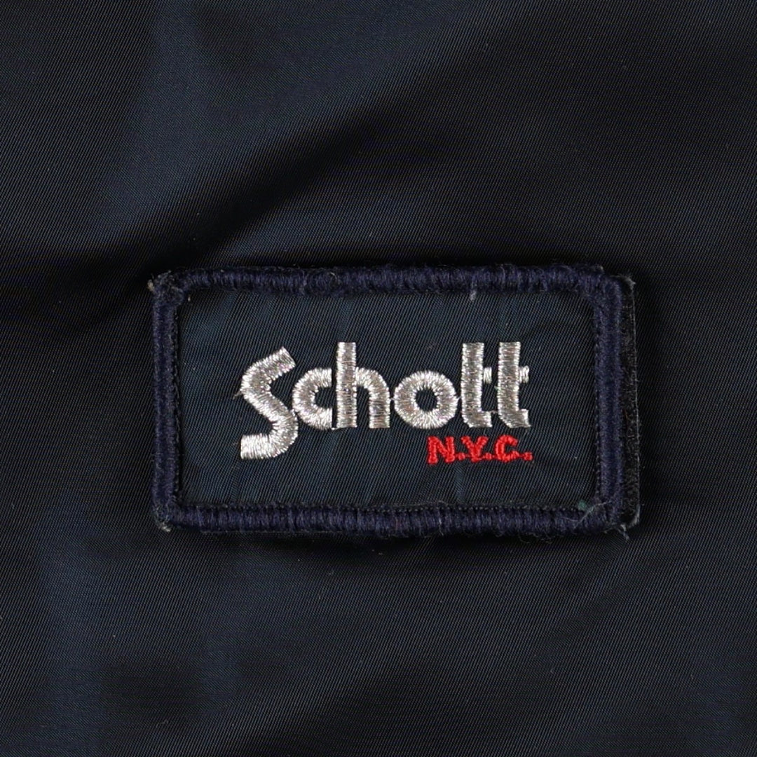 Civilian-made Schott CWU-type padded military flight jacket, men's size XL equivalent. Nylon navy blue type Vintage Second Hand