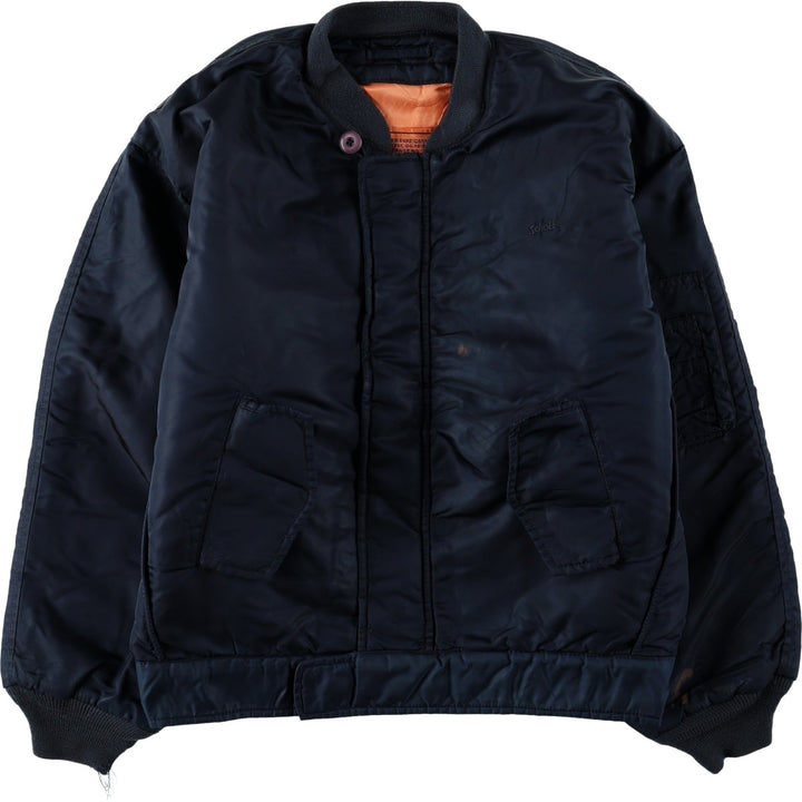 Civilian-made ~90'S Schott MA-1 type padded military flight jacket, men's size M equivalent. Nylon navy blue type Vintage Second Hand