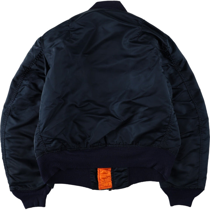 Civilian-made 1990'S Alpha Industries MA-1 type padded military flight jacket, made in the USA, size SMALL (equivalent to men's S). Nylon navy blue type Vintage Second Hand