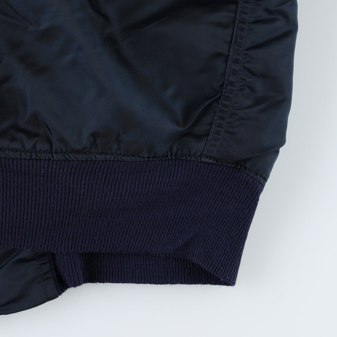 Civilian-made 1990'S Alpha Industries MA-1 type padded military flight jacket, made in the USA, size SMALL (equivalent to men's S). Nylon navy blue type Vintage Second Hand