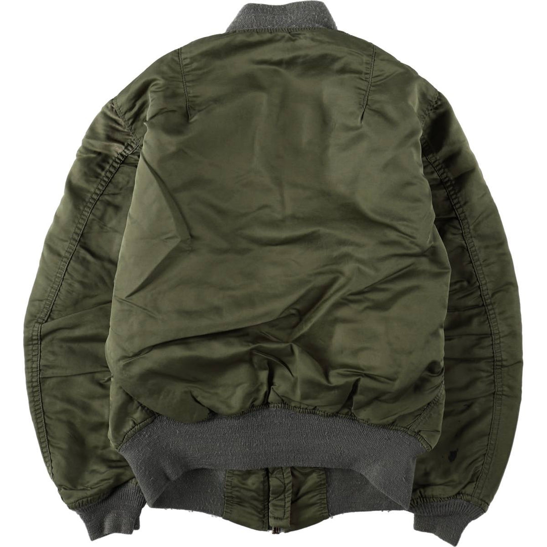 Civilian-made 1990'S Alpha Industries MA-1 type padded military flight jacket, made in the USA, men's size M equivalent, vintage. Nylon Khaki type Vintage Second Hand
