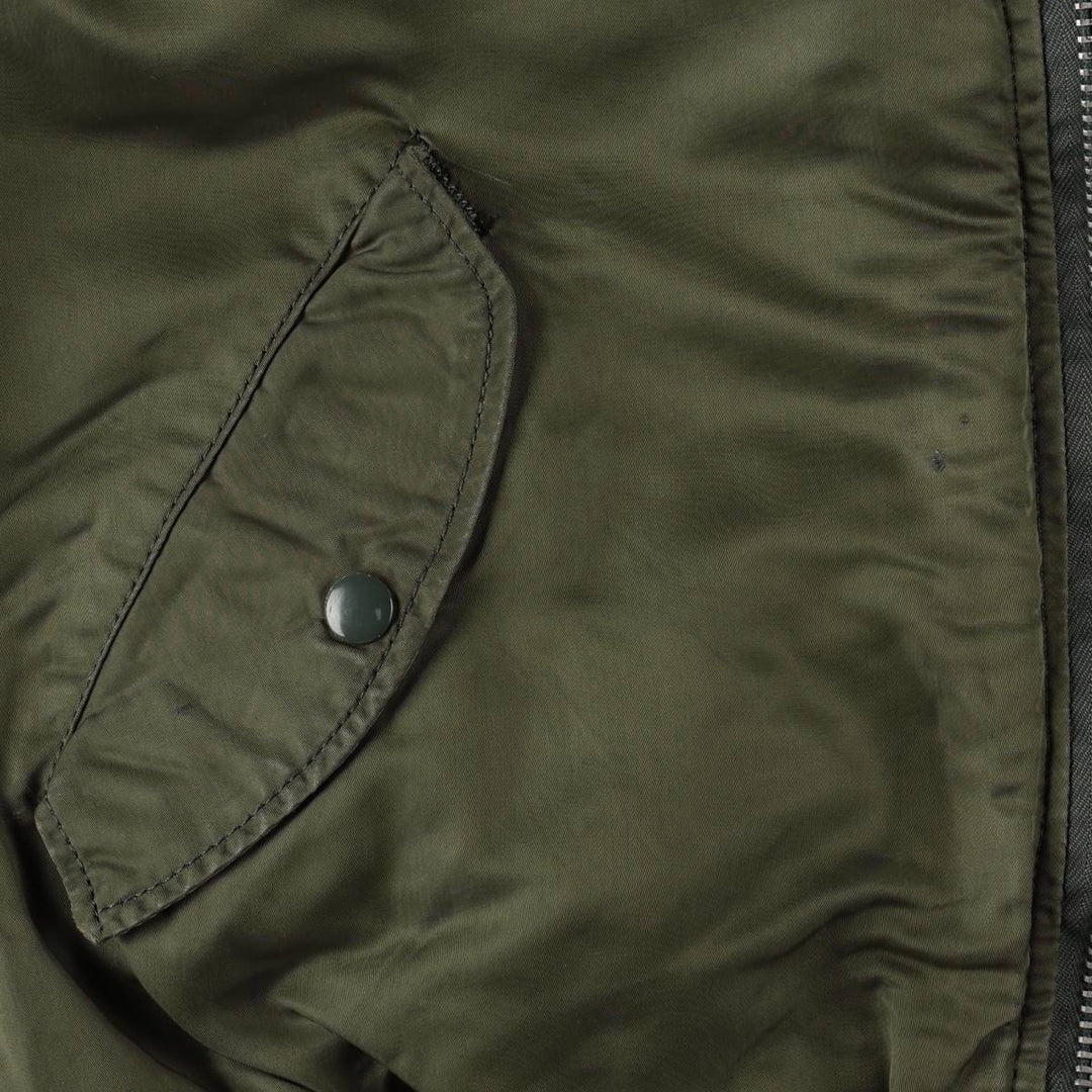 Civilian-made 1990'S Alpha Industries MA-1 type padded military flight jacket, made in the USA, men's size M equivalent, vintage. Nylon Khaki type Vintage Second Hand