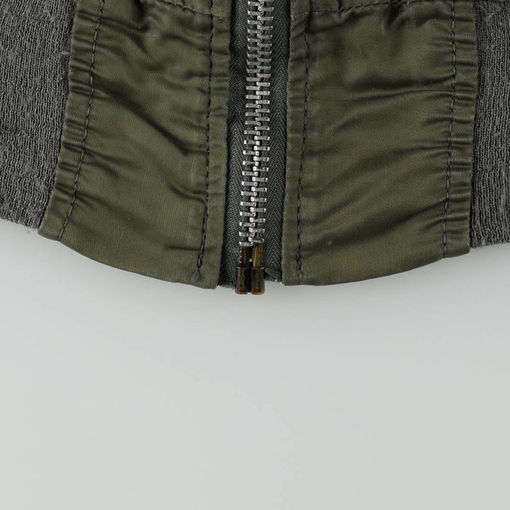 Civilian-made 1990'S Alpha Industries MA-1 type padded military flight jacket, made in the USA, men's size M equivalent, vintage. Nylon Khaki type Vintage Second Hand