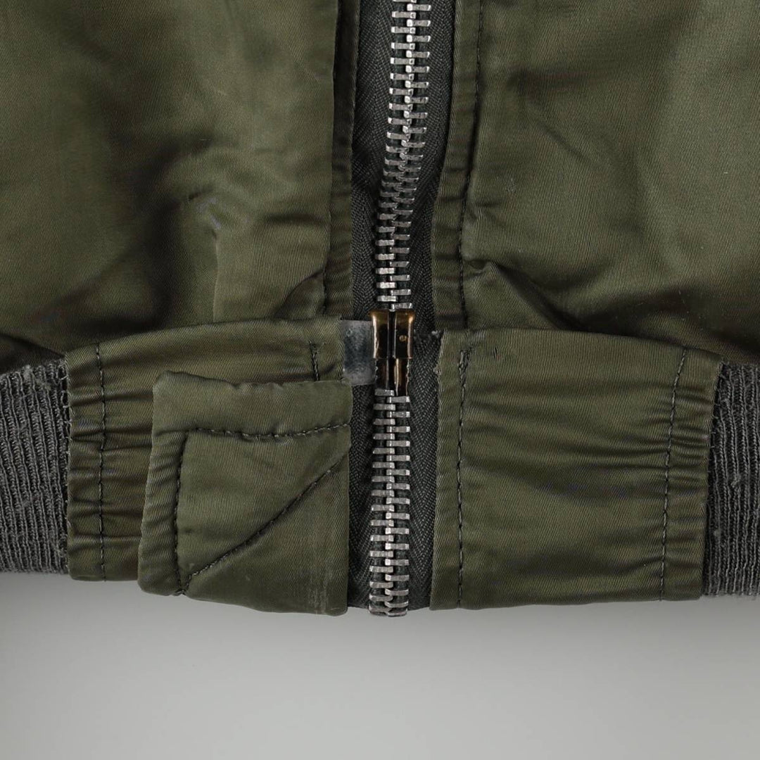 Civilian-made 1990'S Alpha Industries MA-1 type padded military flight jacket, made in the USA, men's size M equivalent, vintage. Nylon Khaki type Vintage Second Hand