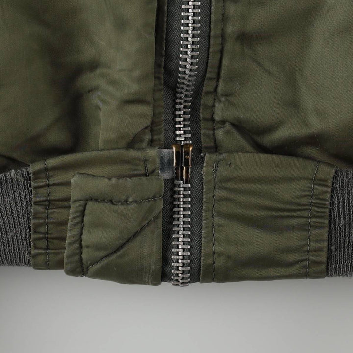 Civilian-made 1990'S Alpha Industries MA-1 type padded military flight jacket, made in the USA, men's size M equivalent, vintage. Nylon Khaki type Vintage Second Hand