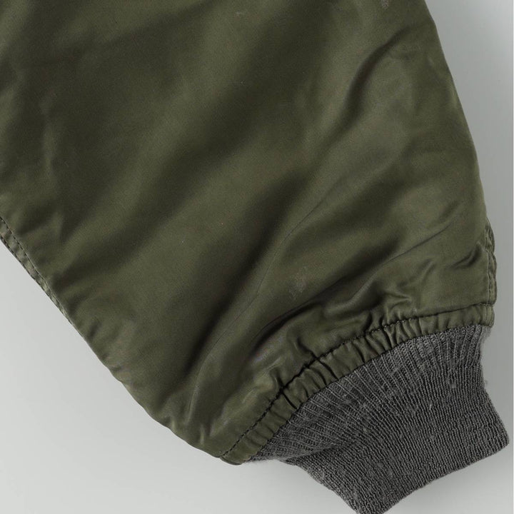 Civilian-made 1990'S Alpha Industries MA-1 type padded military flight jacket, made in the USA, men's size M equivalent, vintage. Nylon Khaki type Vintage Second Hand