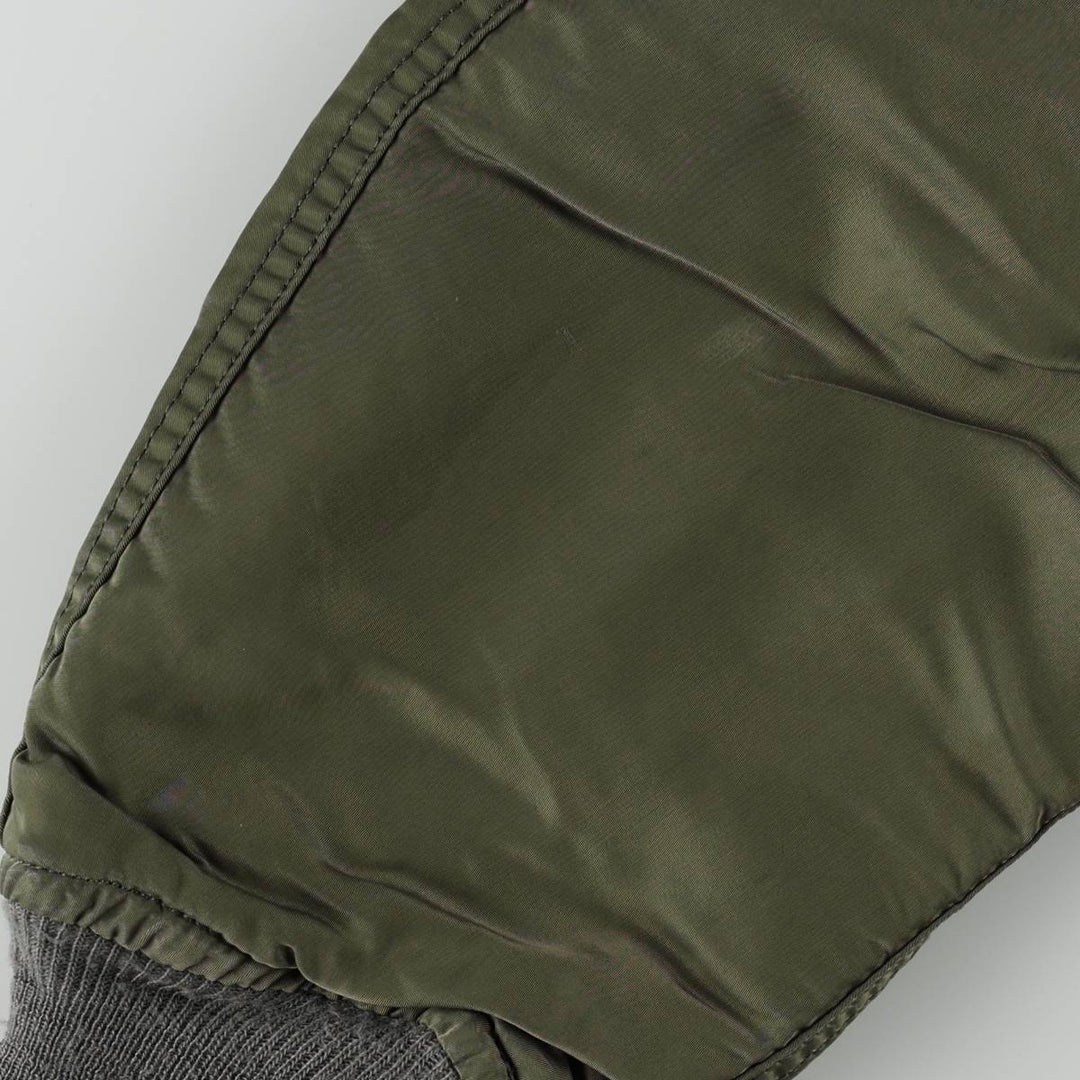 Civilian-made 1990'S Alpha Industries MA-1 type padded military flight jacket, made in the USA, men's size M equivalent, vintage. Nylon Khaki type Vintage Second Hand
