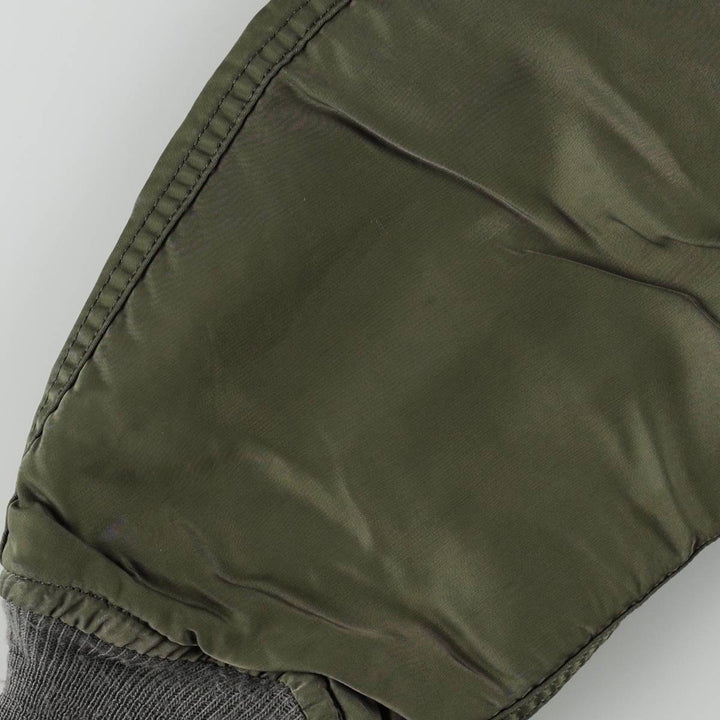 Civilian-made 1990'S Alpha Industries MA-1 type padded military flight jacket, made in the USA, men's size M equivalent, vintage. Nylon Khaki type Vintage Second Hand