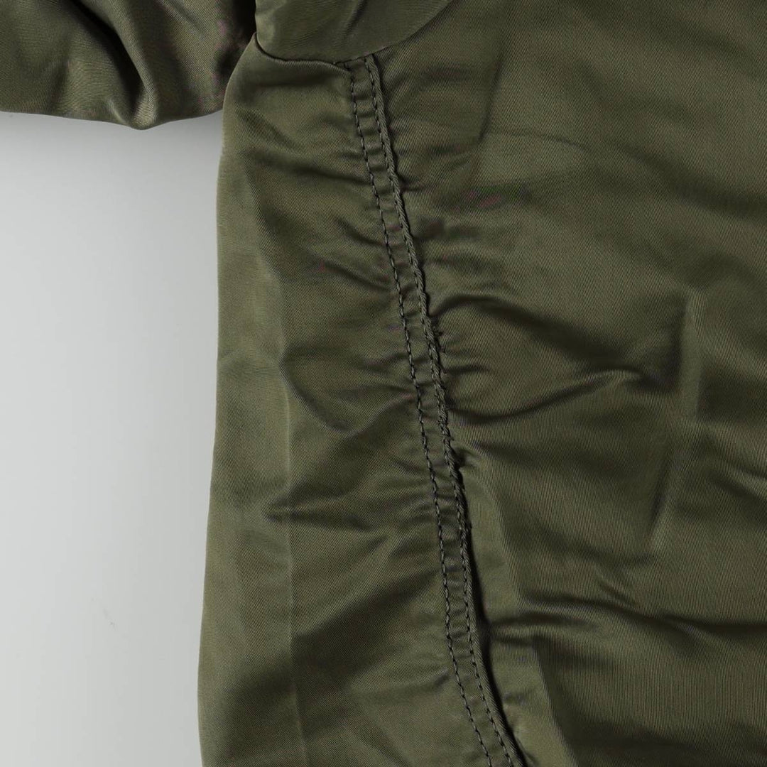 Civilian-made 1990'S Alpha Industries MA-1 type padded military flight jacket, made in the USA, men's size M equivalent, vintage. Nylon Khaki type Vintage Second Hand