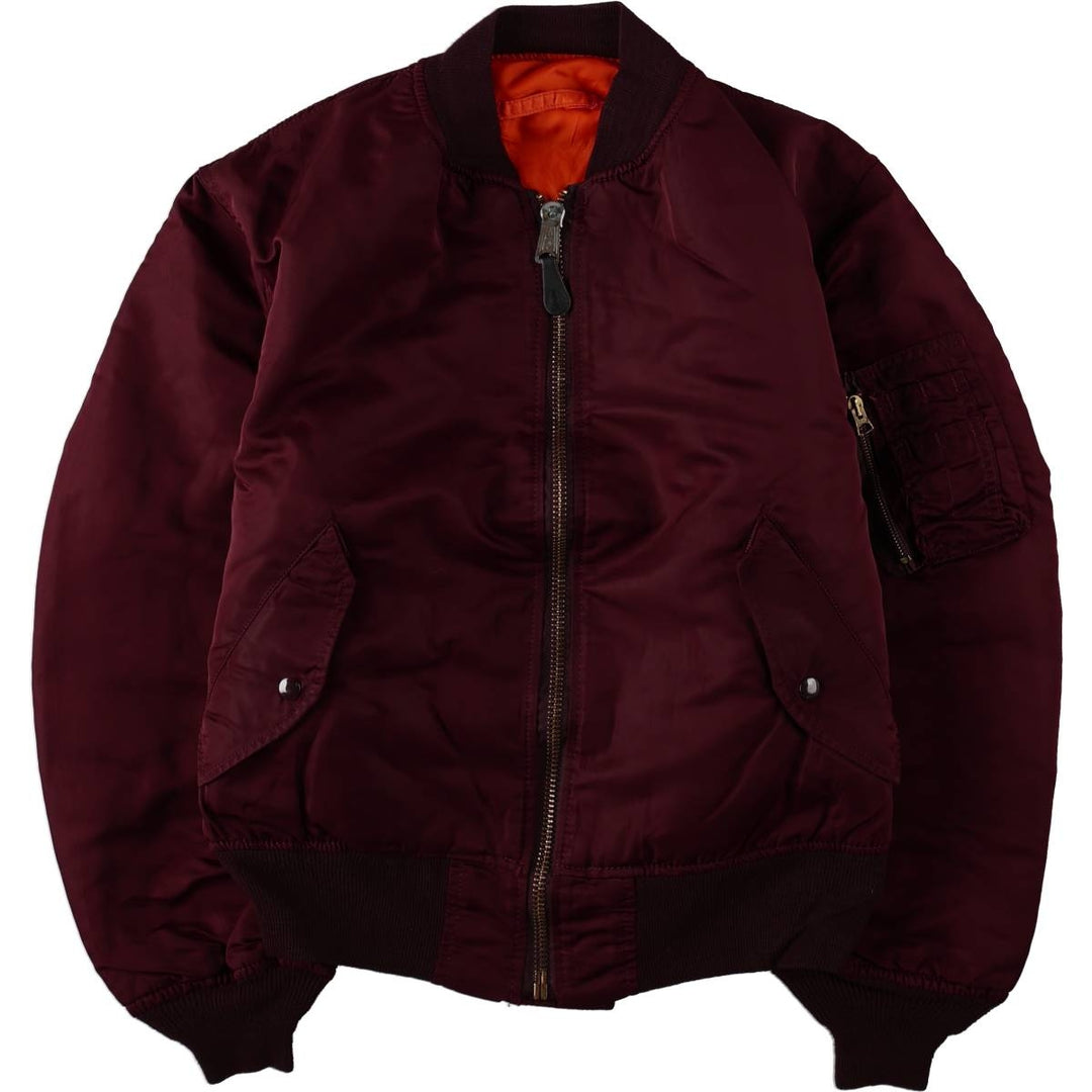 Civilian-made 80s-90'S Alpha Industries MA-1 type padded military flight jacket, made in USA, men's size L equivalent, vintage. Nylon Red type red-purple Vintage Second Hand
