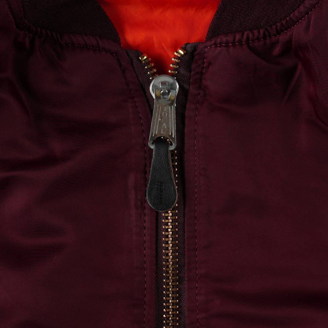 Civilian-made 80s-90'S Alpha Industries MA-1 type padded military flight jacket, made in USA, men's size L equivalent, vintage. Nylon Red type red-purple Vintage Second Hand