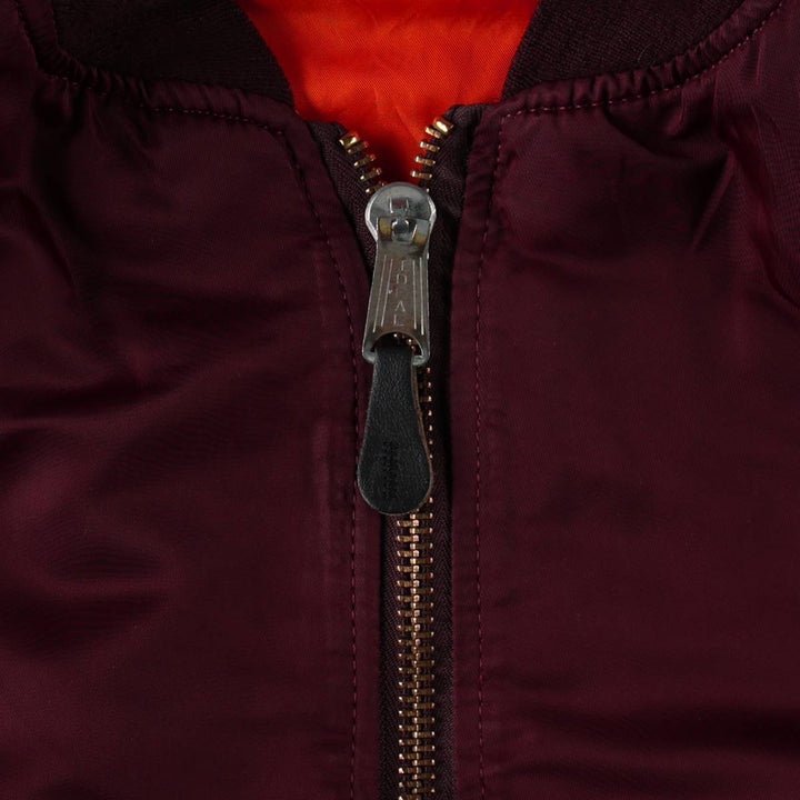 Civilian-made 80s-90'S Alpha Industries MA-1 type padded military flight jacket, made in USA, men's size L equivalent, vintage. Nylon Red type red-purple Vintage Second Hand