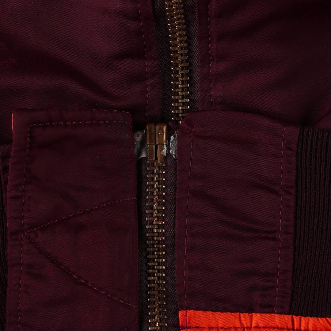 Civilian-made 80s-90'S Alpha Industries MA-1 type padded military flight jacket, made in USA, men's size L equivalent, vintage. Nylon Red type red-purple Vintage Second Hand