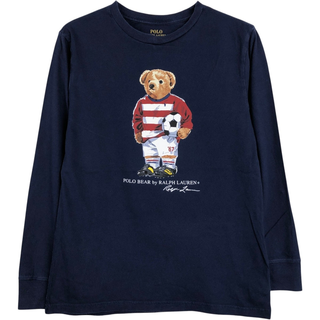 Ralph Lauren POLO RALPH LAUREN Polo Bear Long-Sleeve T-Shirt (Women's Size S) cotton navy blue type Vintage Second Hand