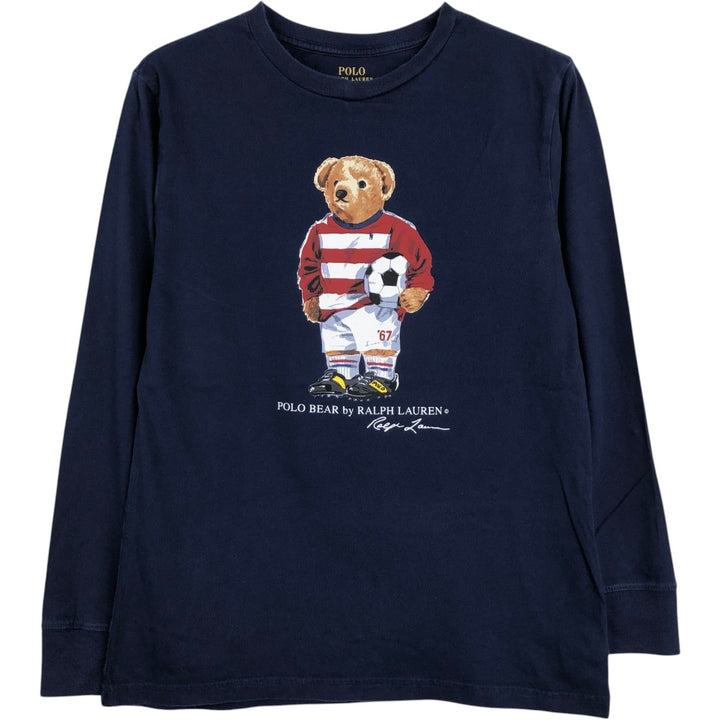Ralph Lauren POLO RALPH LAUREN Polo Bear Long-Sleeve T-Shirt (Women's Size S) cotton navy blue type Vintage Second Hand