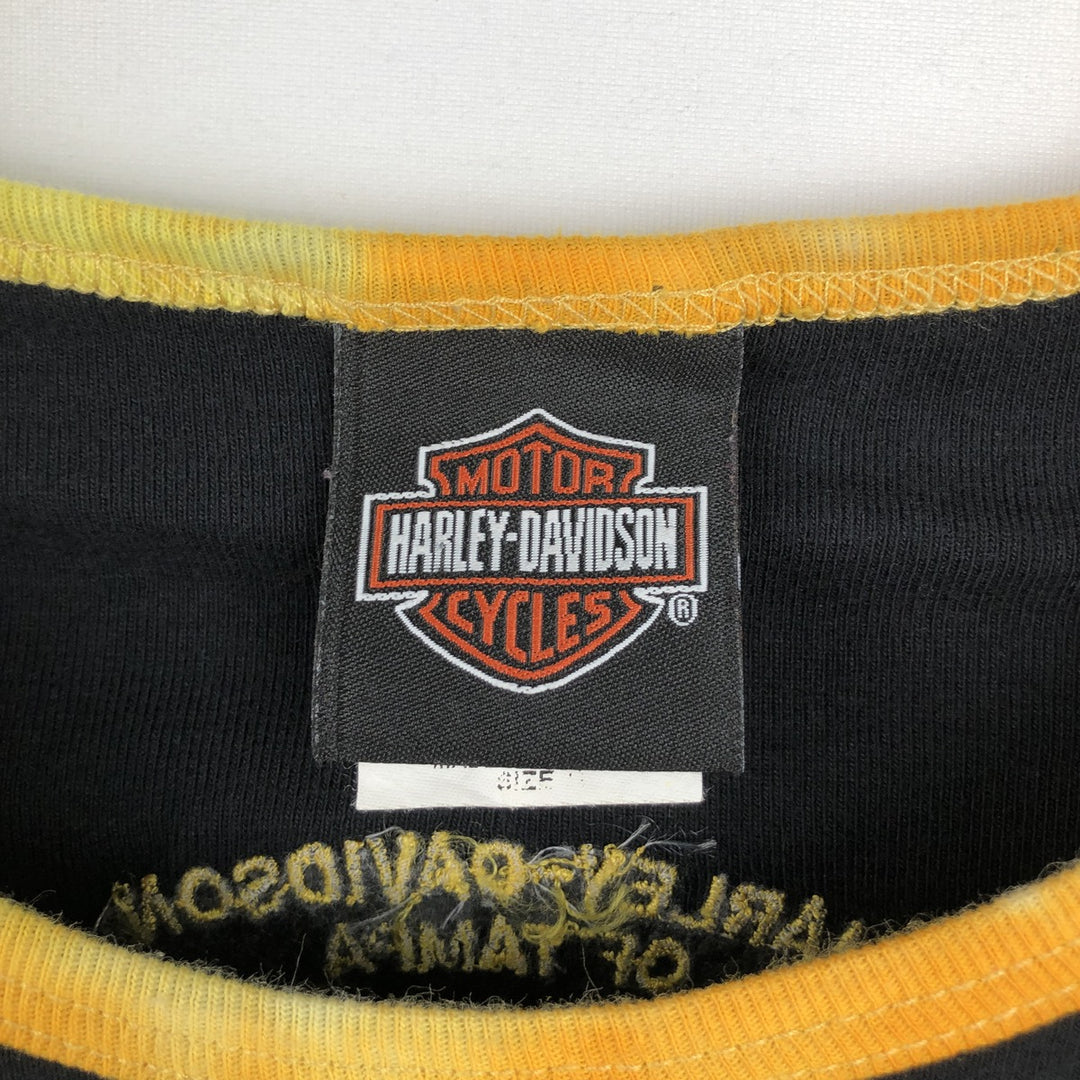 Harley-Davidson tie-dye pattern 3/4 sleeve raglan t-shirt, made in Canada, women's size S equivalent. cotton black type Vintage Second Hand