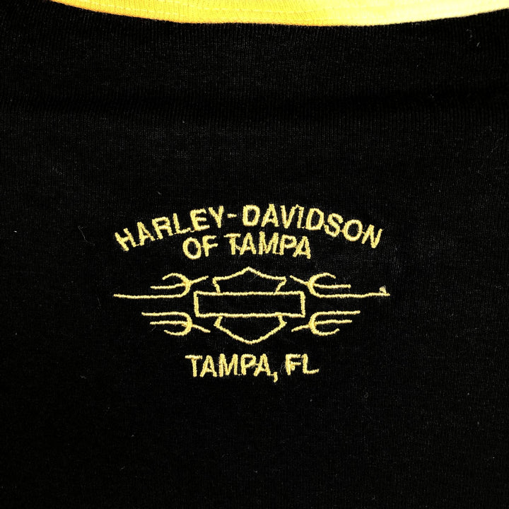 Harley-Davidson tie-dye pattern 3/4 sleeve raglan t-shirt, made in Canada, women's size S equivalent. cotton black type Vintage Second Hand
