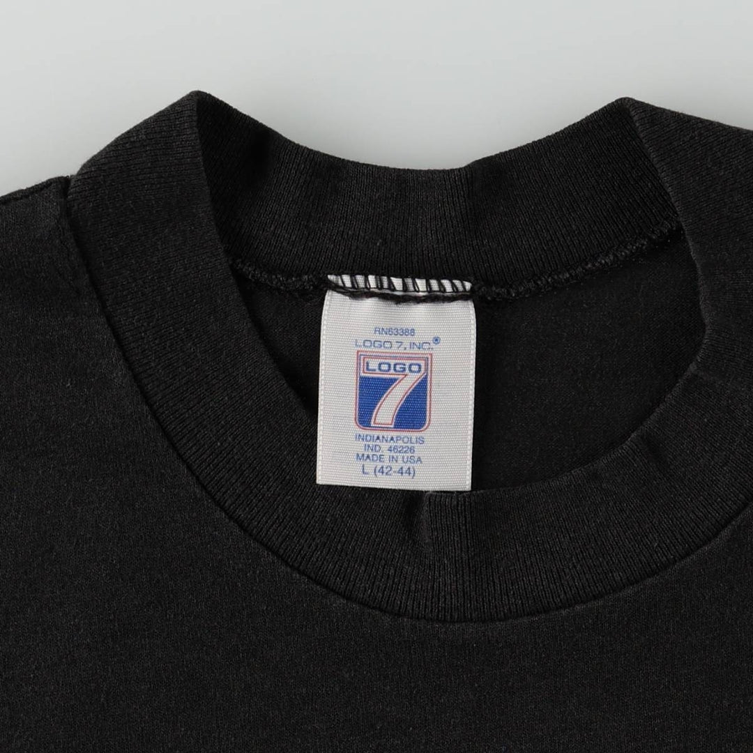 80'S Logo Seven NBA Detroit Pistons Sports Print T-Shirt, Made in USA, Men's Size L (Equivalent), Vintage cotton black type Vintage Second Hand