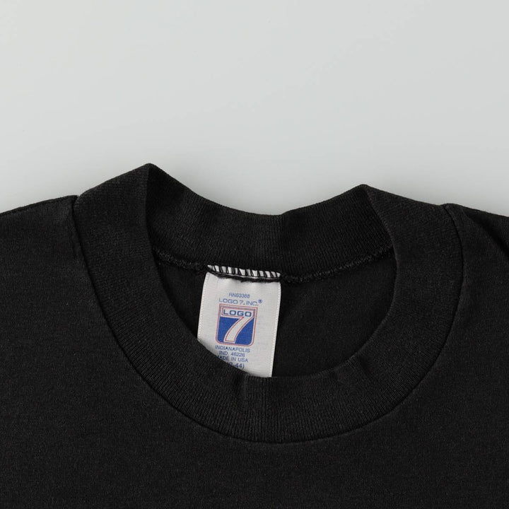 80'S Logo Seven NBA Detroit Pistons Sports Print T-Shirt, Made in USA, Men's Size L (Equivalent), Vintage cotton black type Vintage Second Hand