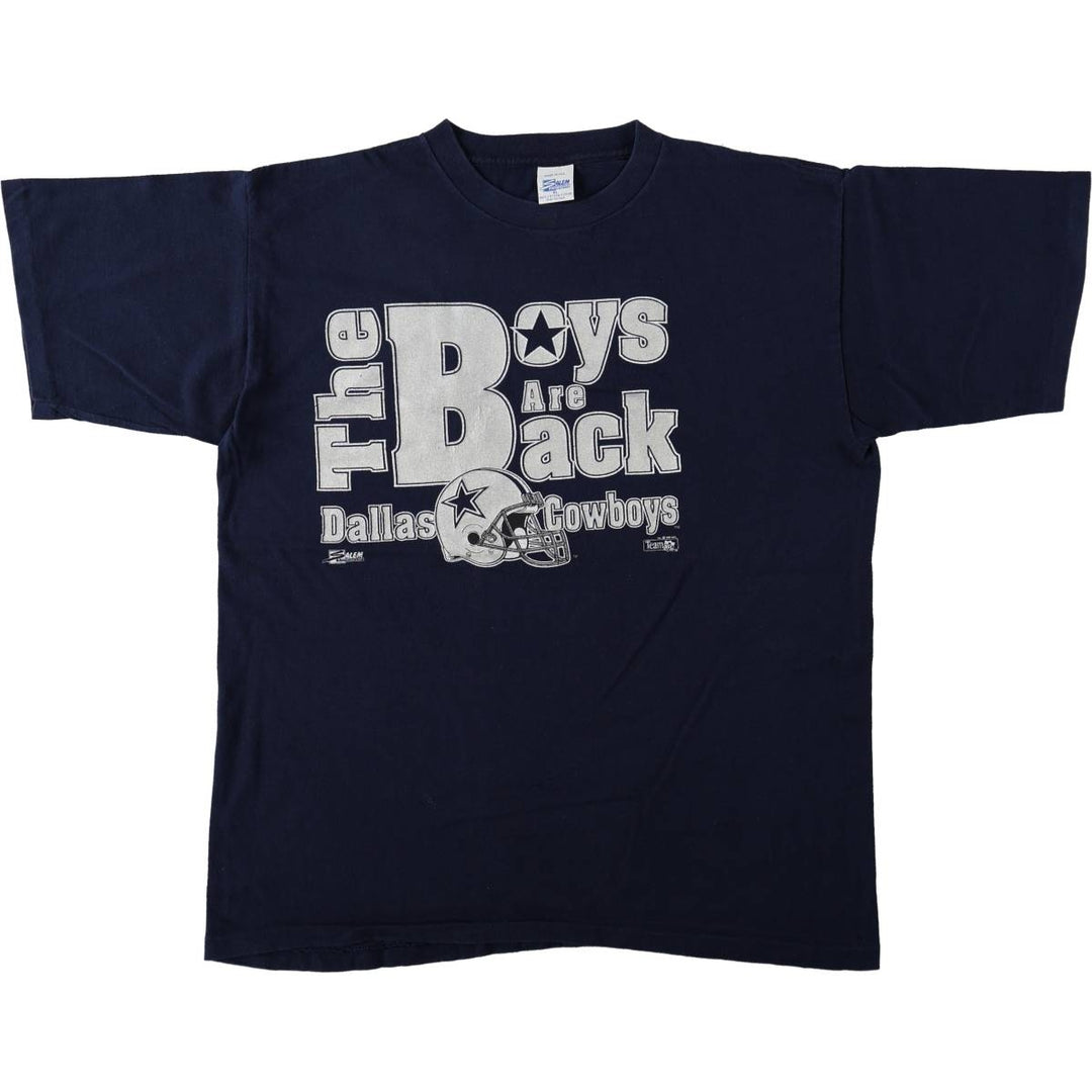 90'S SALEM NFL DALLAS COWBOYS (Dallas Cowboys) Sports Print T-Shirt, Made in USA, Men's XL (approx.) Vintage cotton navy blue type Vintage Second Hand