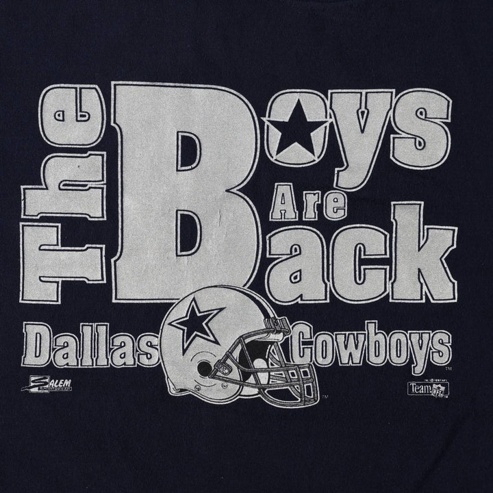 90'S SALEM NFL DALLAS COWBOYS (Dallas Cowboys) Sports Print T-Shirt, Made in USA, Men's XL (approx.) Vintage cotton navy blue type Vintage Second Hand