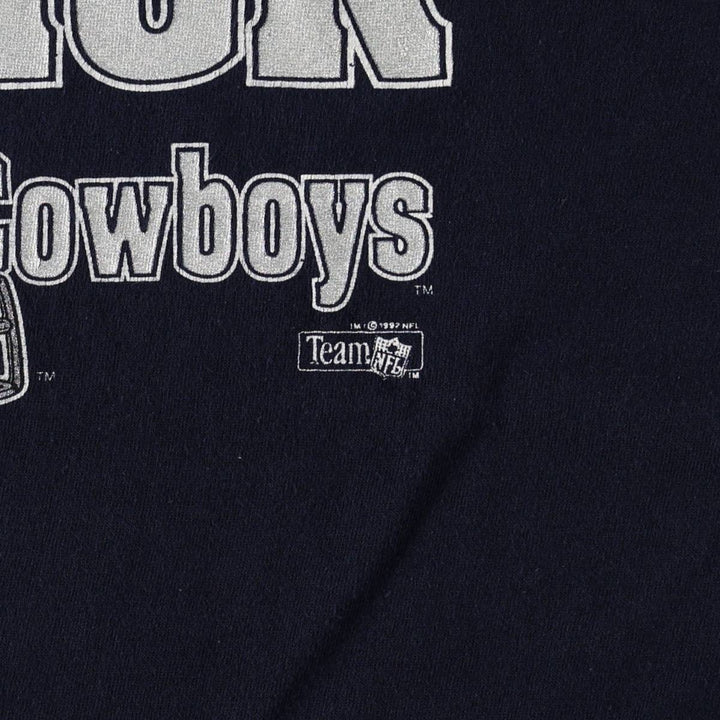 90'S SALEM NFL DALLAS COWBOYS (Dallas Cowboys) Sports Print T-Shirt, Made in USA, Men's XL (approx.) Vintage cotton navy blue type Vintage Second Hand
