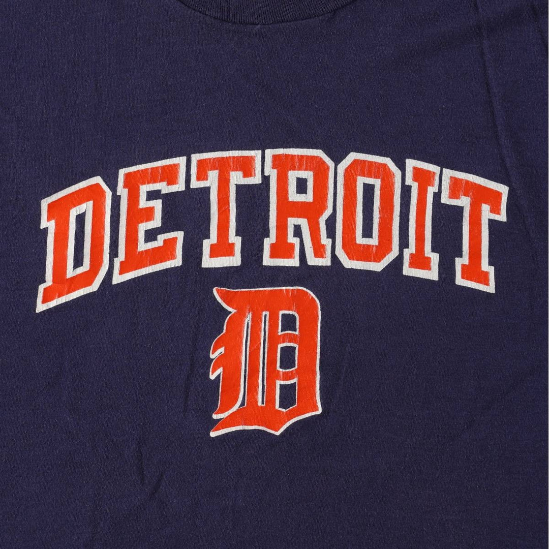 80'S ARTEX MLB Detroit Tigers Sports Print T-Shirt, Made in USA, Men's XL equivalent, Vintage cotton navy blue type Vintage Second Hand