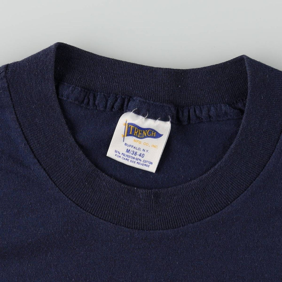 80'S TRENCH Super Bowl XXV (25th Super Bowl) Sports Print T-Shirt, Made in USA, Men's Size M (Equivalent), Vintage cotton navy blue type Vintage Second Hand
