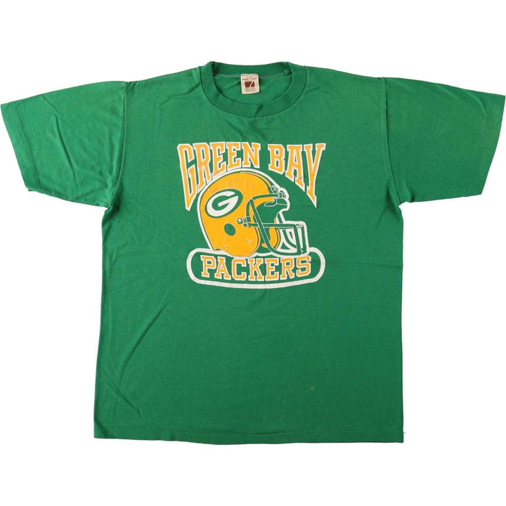 LOGO7 NFL Green Bay Packers Sports Print T-Shirt, Made in USA, Men's Size L (approx.) cotton green type Vintage Second Hand