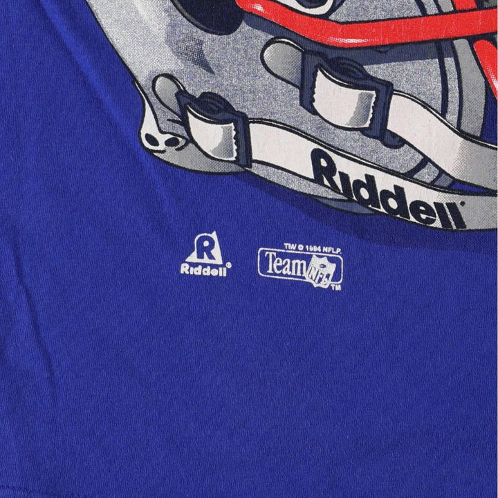 90'S Riddell NFL New England Patriots sports print t-shirt, made in USA, men's size XL equivalent, vintage. cotton blue type Vintage Second Hand