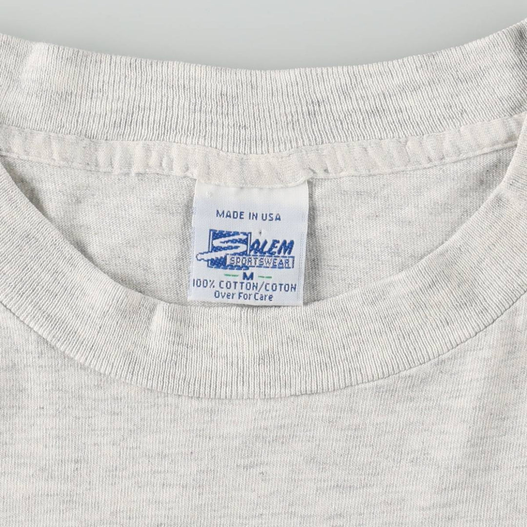 90'S SALEM NBA CHICAGOBULLS Sports Print T-Shirt, Made in USA, Men's Size M (Equivalent), Vintage cotton pale white type Vintage Second Hand
