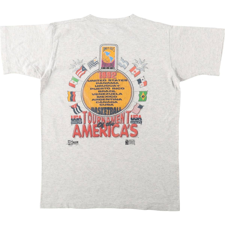 90'S SALEM DREAM TEAM sports print T-shirt, Made in USA, Men's size L equivalent, Vintage cotton pale white type Vintage Second Hand