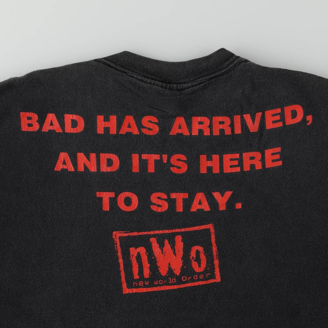 90'S HYLAND nWo New World Order Pro Wrestling Sports Print T-Shirt, Men's XL (approx.), Vintage cotton black type Vintage Second Hand