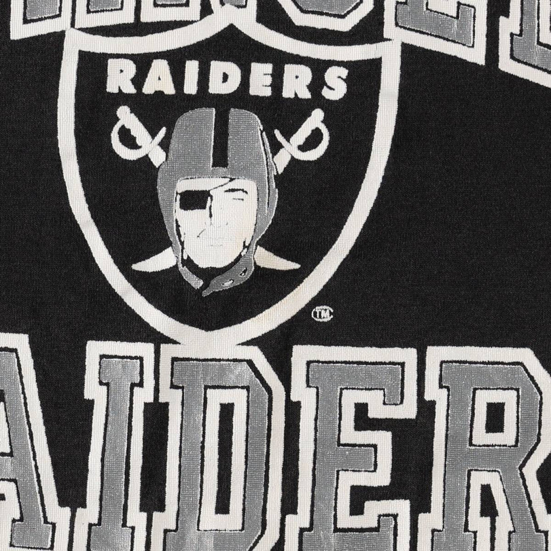 80'S LOGO 7 NFL Los Angeles Raiders V-neck Football 3/4 Sleeve T-shirt, Made in USA, Men's XL equivalent, Vintage cotton black type Vintage Second Hand