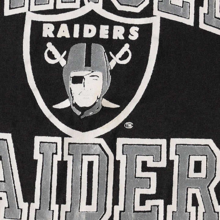80'S LOGO 7 NFL Los Angeles Raiders V-neck Football 3/4 Sleeve T-shirt, Made in USA, Men's XL equivalent, Vintage cotton black type Vintage Second Hand