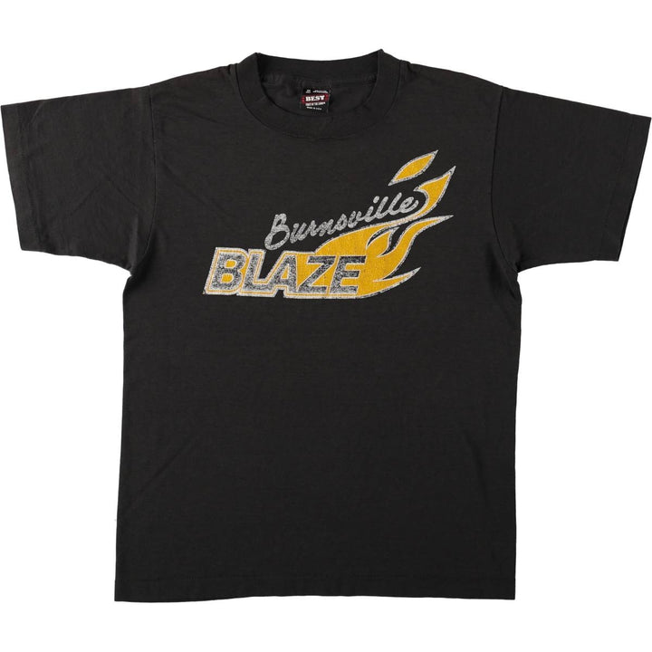 90'S Fruit of the Loom College T-shirt, Made in USA, Men's Size M (equivalent), Crew Neck. cotton black type Vintage Second Hand