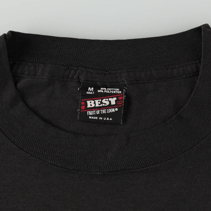 90'S Fruit of the Loom College T-shirt, Made in USA, Men's Size M (equivalent), Crew Neck. cotton black type Vintage Second Hand