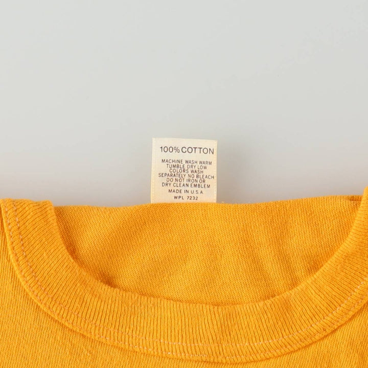 Russell College T-Shirt, Made in USA, Men's Size XL (approx.) cotton yellow type Vintage Second Hand